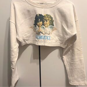 Fiorucci Angel Print White Crop Top